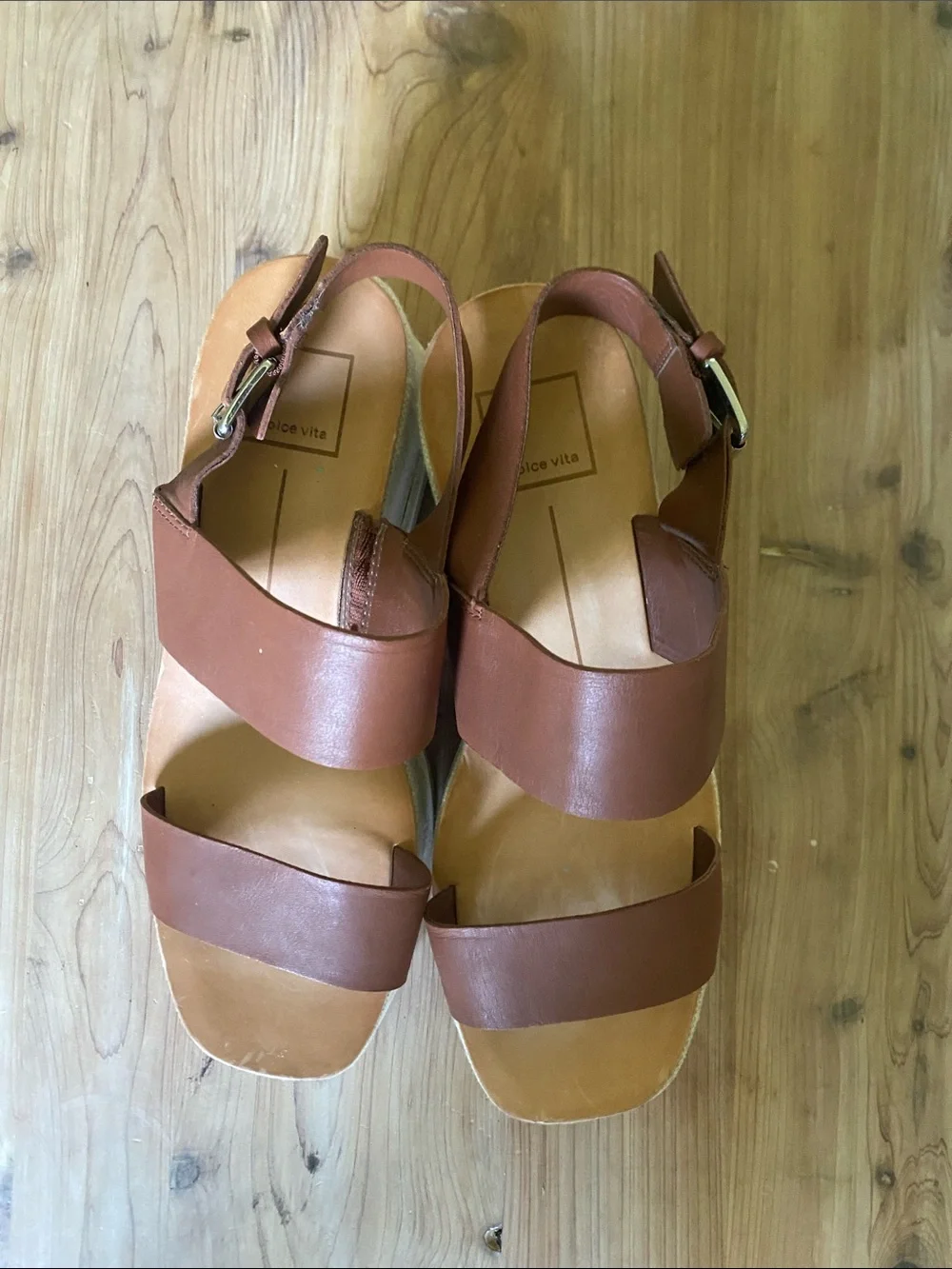 Dolce Vita Tan Leather Platform Sandals